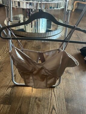 Taupe Satin Corset Crop Top